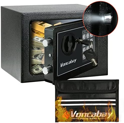 Voncabay Cute Cute Money Safe Box para casa com sensor Light & Fireproof Sacag