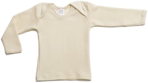 Hocosa orgânica Merino Wool Baby camisa, mangas compridas, decote em envelope.