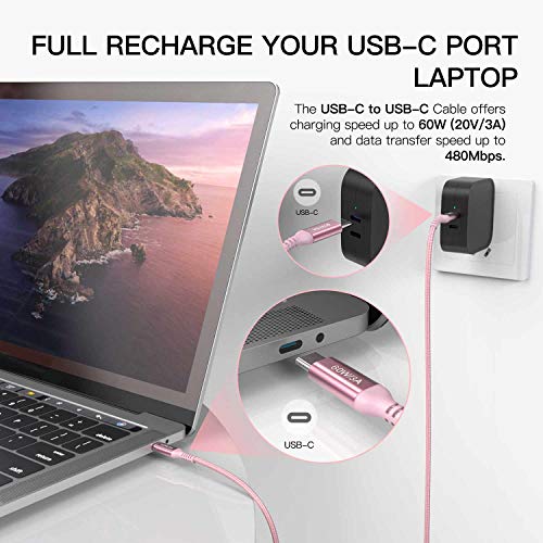60W USB C TO CABO DE USB C 10 pés rosa, 2 pacote 2, Awnuwuy Long tipo C Charger Fast Charging Cord Compatível