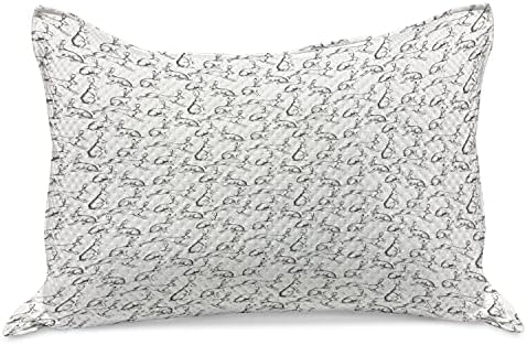 Ambesonne Animal Sketch Kilt Quilt Cobrulha de travesseiros, lebres de coelho de páscoa de estilo vintage Monocromo