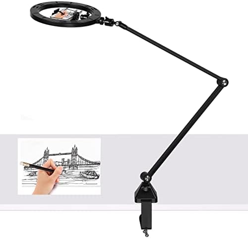 Luz de anel com suporte de suporte e telefone, braço de metal com 10 '' de luz selfie compatível com iPhone 14 13