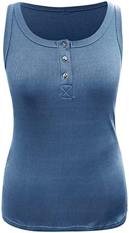 Miashui Tops de miçangas para mulheres Mulheres Casual Solid Solid Round Button Button