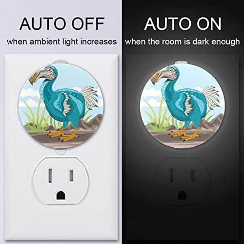 2 Pacote de plug-in Nightlight Night Night Light fofo pássaro Dodo com sensor de anoto