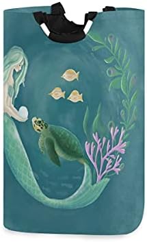 Spring Mermaid Pearl Sea Tartaruga lavanderia cesto de verão submarino oxford Roupas colapsíveis