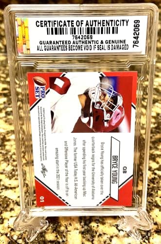 Bryce Young 2021 Leaf Pro Conjunto Gem Mint Mint 10 Red Limited Rookie Card 01! COA!