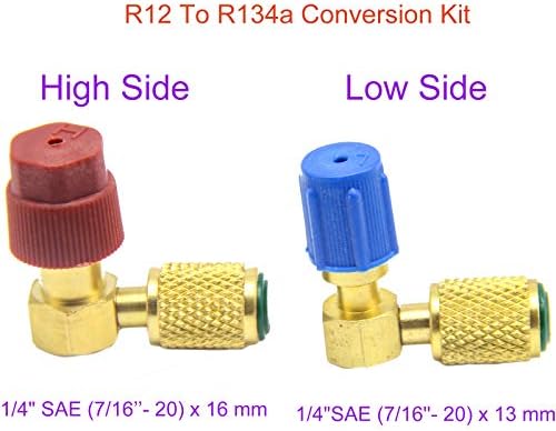 R12 a R134A Kit de adaptador de ajuste AC, kit de conversão R12 a R134A, Ajuste A/C da válvula