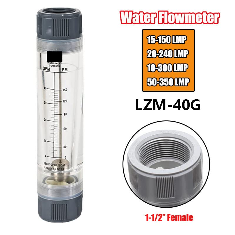 LZM-40G Rotâmetro de fluxo de fluxo de água LZM-40 Instrumento de medição 4-40GPM 15-150LPM 1-1/2 Tipo de