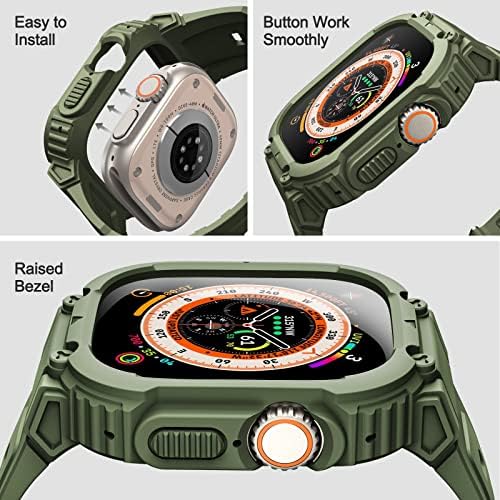Fintie compatível com a banda Apple Watch Ultra 49mm com capa de pára -choques, bandas esportivas