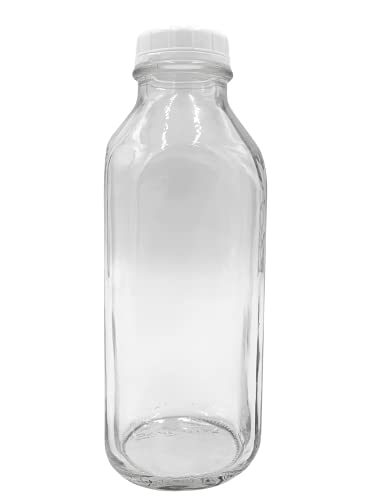 O Dairy Shoppe 1 LTR Garrafa de leite de vidro com tampa. Feito nos EUA, estilo quadrado