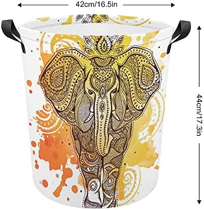 Cesta de lavanderia de Foduoduo India Elephant Laundry Tester com Handles Turmper Turnable Dirty Roupas