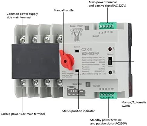 AKDE YCQ4-100E/4P 63A 100A DIN ATS ATS para PV e Inverter Dual Power Automatic Seletor Switches