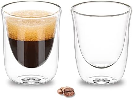 Paracia Copo Espresso Conjunto de 2, 2 oz de vidro de café expresso, canecas de café expresso, copos