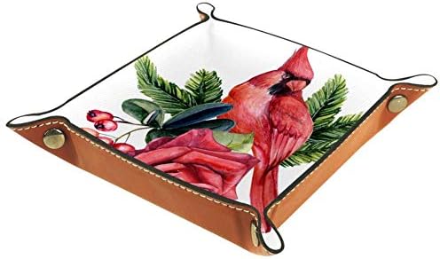 Bandejas de mesa do escritório de muooum, rosa vermelha do cardeal vermelho do pássaro aquarela, bandeja
