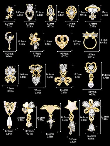 36 PCs Strass de luxo para unhas, Ebanku 3D Shiny Unhing Art Charms Diamonds Metal Jewelry Uil Beauty Projeto