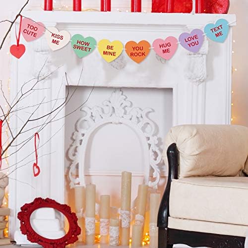 Tuparka Valentine Conversation Candy Hearts Banner Valentine Candy Hearts Sayings Garland para suprimentos de festa