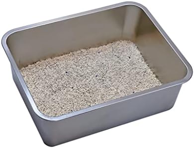 Kunwu aço inoxidável Caixa de areia de estimação 18 x14 x4 para gato, cachorro e coelho, corrosão resistente a limpeza