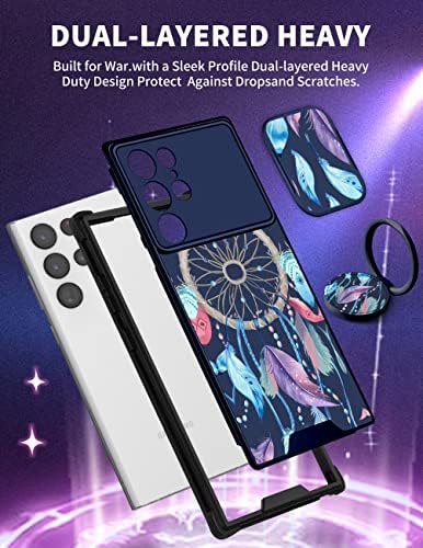 Goocrux (2in1 para Samsung Galaxy S22 Ultra Case Catcher Dream Women Girls Girls Phone bastante feminino