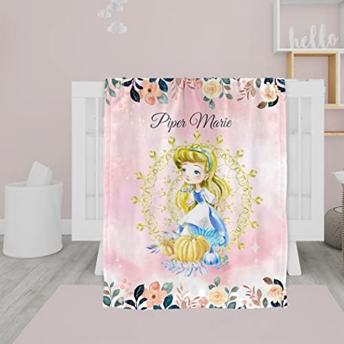 Angeline Kids USA fez cobertores de bebê personalizados, Princess Flower Baby Bobet com nome, Presente