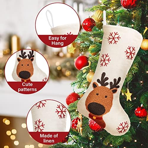 Goldflower Christmas Stockings 4 Pack, 18 '' Grandes meias de Natal com padrão de gnomos de boneco de neve