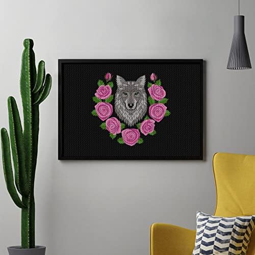 Kits de pintura de diamante de lobo rosas