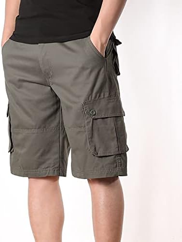 Shorts de carga, homens, calças de cintura casual da cintura masculina multi -bolsos, shorts de pernas retas