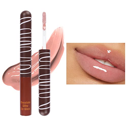 Xiahium Lip Gloss with Stoppers Glato de chocolate Hidratante hidratante hidratante hidratante não pegajoso