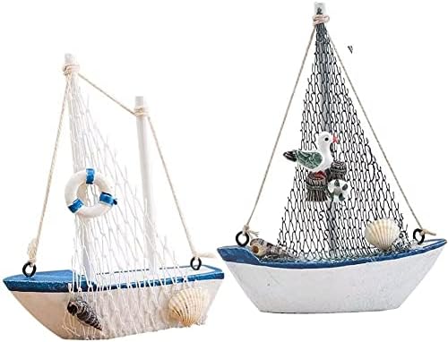 2pcs mini decoração de veleiro, decoração náutica de decoração de oceano