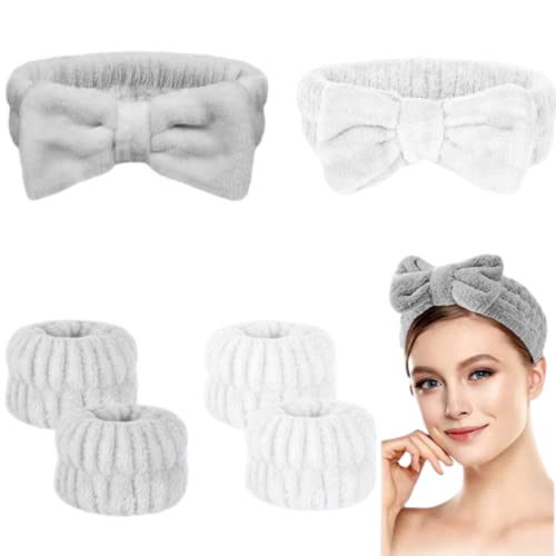Wdtgjrip 6 peças spa fanda de cabeça washband scrunchies punhos para lavar o rosto, toalha de toalha