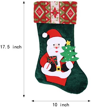 Joiedomi 4 pacotes 18 meias de Natal, Presente de pelúcia em 3D para decorações de família penduradas ornamentos
