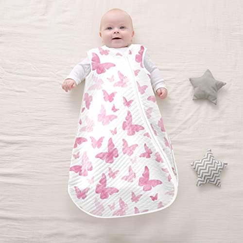 Vvfelixl Sack Sack para bebês recém -nascidos - Bobagem de borboleta rosa Bobetora vestível - saco de dormir