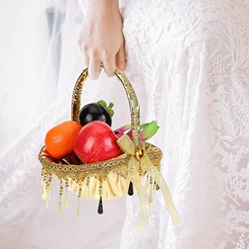 IPETBOOM Tester cesta de cesto de menina de flor de ouro sofisticada cesta de casamentos de luxo cesto