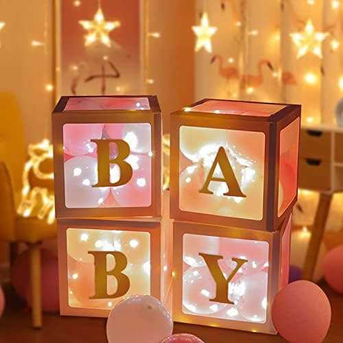 Tecked White Clear Baby Boxes com cartas de bebê Decoração da festa - Castas de balão transparentes - festa