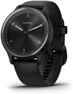 Garmin Vivomove Sport, Hybrid Smartwatch, recursos de saúde e bem -estar, tela sensível ao toque, preto
