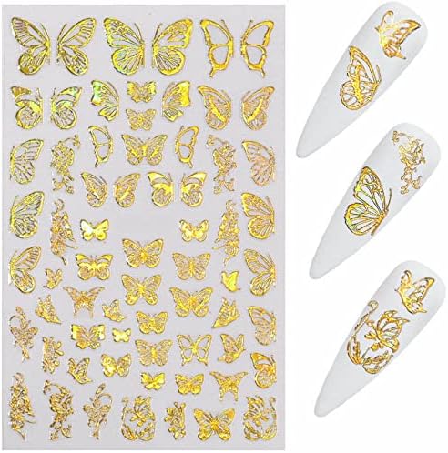 Adesivo de manicure de borboleta adesivo 3d adesivo de unhas polidas Design de borboleta de borboleta cobertura