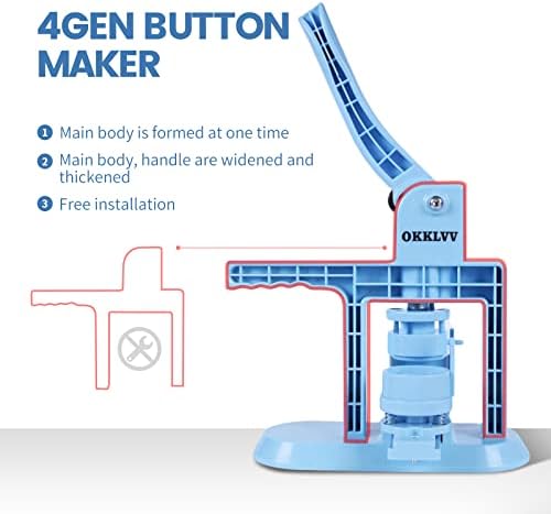 Máquina de fabricante de botões OKKLVV 1,25 polegadas DIY Button Butge Maker Press Machine Kit Instalação
