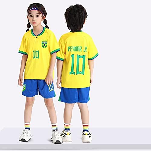 Casmyd Brasil Soccer Jersey+Shorts Kids 2022 Copa do Mundo Ney'Marr 10 Jersey de futebol Cirtas de fãs de
