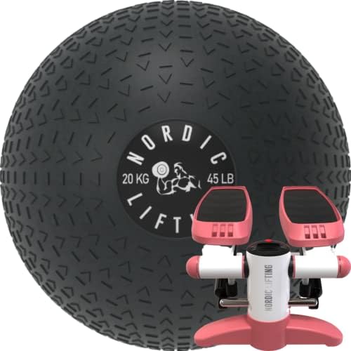 Nordic Lifting Slam Ball 45 lb pacote com mini stepper - rosa
