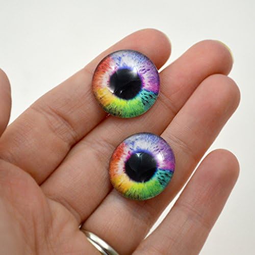 Olhos de vidro arco -íris de 20 mm Cabocões coloridos para esculturas de taxidermia de boneca de arte