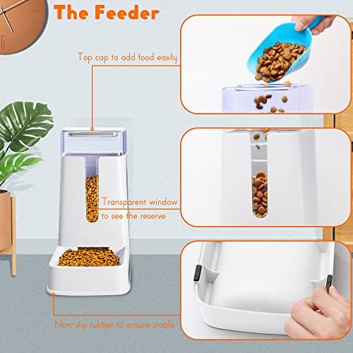 Alimentador de gatos automático e dispensador de água de gato no conjunto 2 pacotes alimentadores de cães