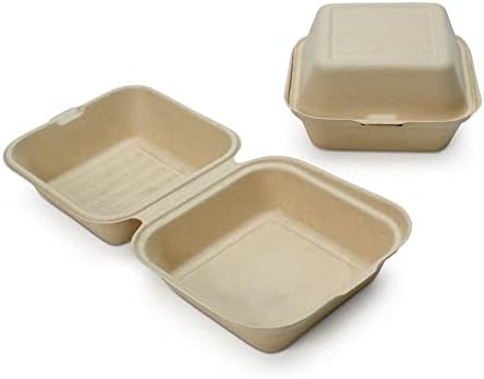 Recipientes de alimentos descartáveis ​​ compostáveis ​​com tampas [8 ”x8” 3-compact pack 200]
