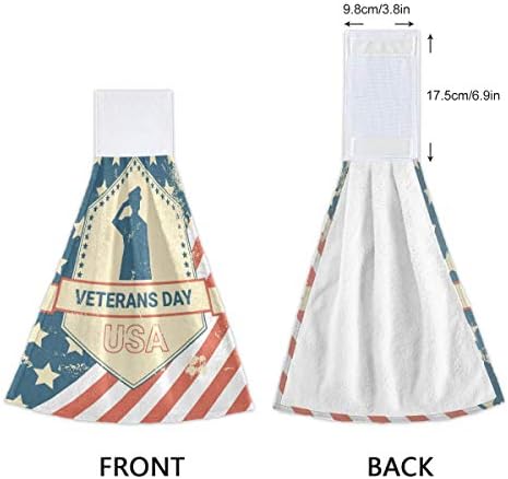 Toalhas de mão de cozinha emelivor veteranos de loop pendurado DIA America Flag Super absorvente Toalhas
