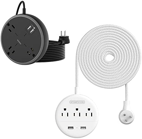 Pacote de tira de energia trançada NTONPOWER, Power Strip Plug Plug com USB, estação de carregamento compacta