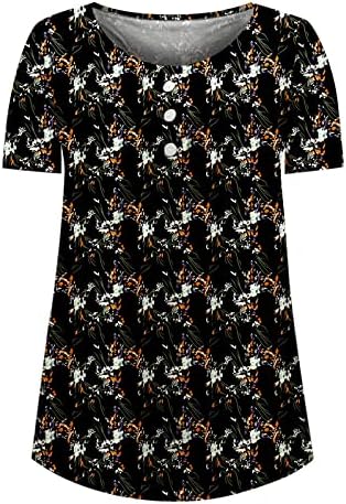 Senhoras de manga curta algodão gráfico floral casual solto fit relaxado blusa de ajuste camiseta de