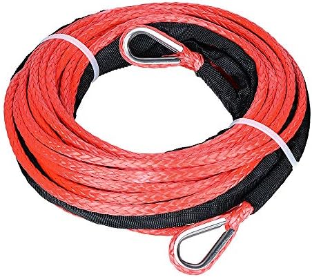 50 pés 1/4 Red Uhmwmpe Extensão de corda sintética com guarda de rock de 39 Thimbles 7500 libras
