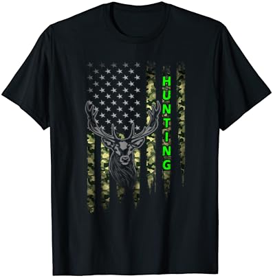 Camiseta patriótica de caça ao veado de caça americana