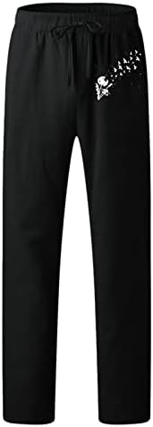 Xxzy 2022 Novo mass moda casual estampado de linho de linho para cima calças soltas calças de moletom de moletom