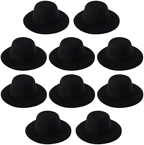 10 PCs Mini Chapéus Formal Black Chapéus miniaturos para Acessórios para Cabelo DIY Decoram （3,9 /10cm)