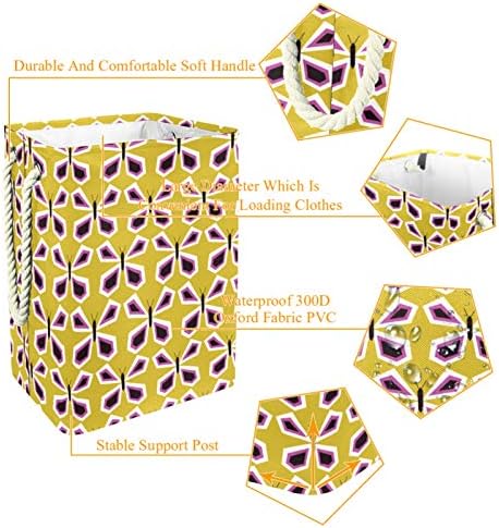 Retro Butterfly Yellow Pattern Laundry Torda de pano embutido embutido com suportes destacáveis