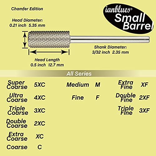 IanBlues Bit Bit, barril pequeno, edição de chanfro, arquivo eletrônico profissional para acrílicos e unhas de