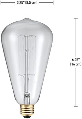 Globe Electric 83008 60W Vintage Edison S-Type Galeon Vidro transparente de lâmpada incandescente, base